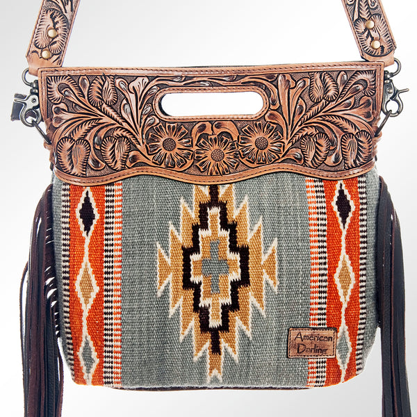 ADBG610 American Darling Hand Tooled Floral & Saddle Blanket Western Signature Cross Body Bag