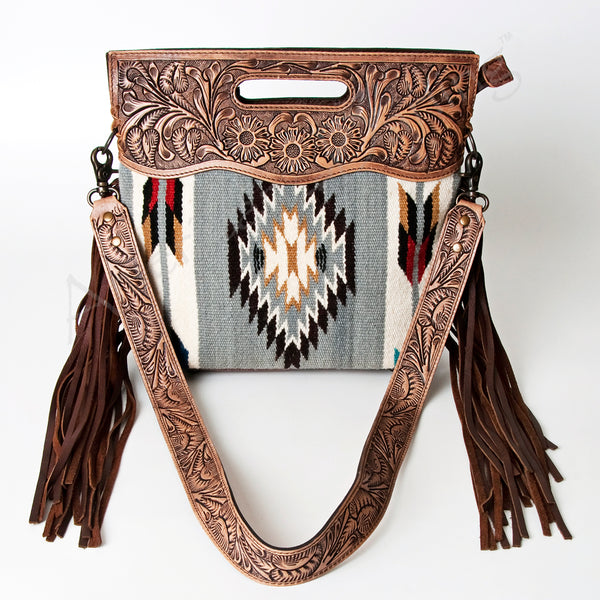 ADBG610 American Darling Hand Tooled Floral & Saddle Blanket Western Signature Cross Body Bag