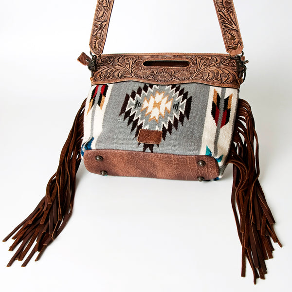 ADBG610 American Darling Hand Tooled Floral & Saddle Blanket Western Signature Cross Body Bag