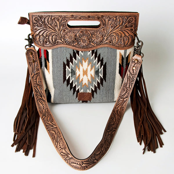 ADBG610 American Darling Hand Tooled Floral & Saddle Blanket Western Signature Cross Body Bag