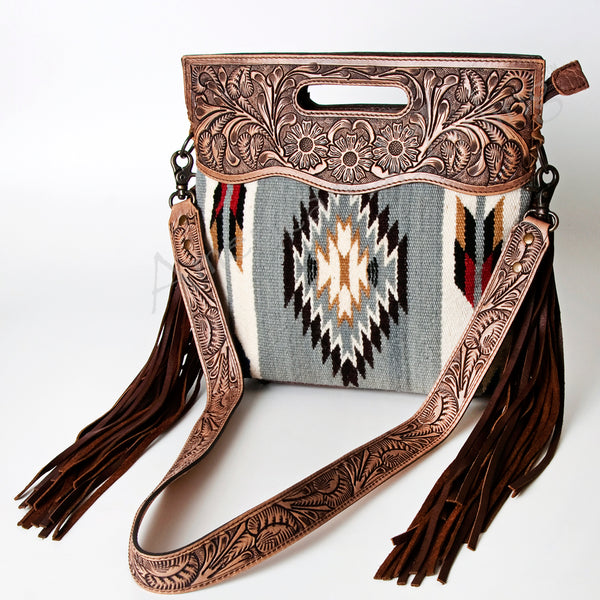 ADBG610 American Darling Hand Tooled Floral & Saddle Blanket Western Signature Cross Body Bag
