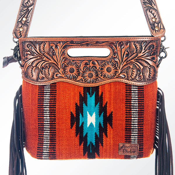 ADBG610 American Darling Hand Tooled Floral & Saddle Blanket Western Signature Cross Body Bag