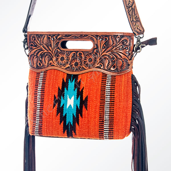 ADBG610 American Darling Hand Tooled Floral & Saddle Blanket Western Signature Cross Body Bag