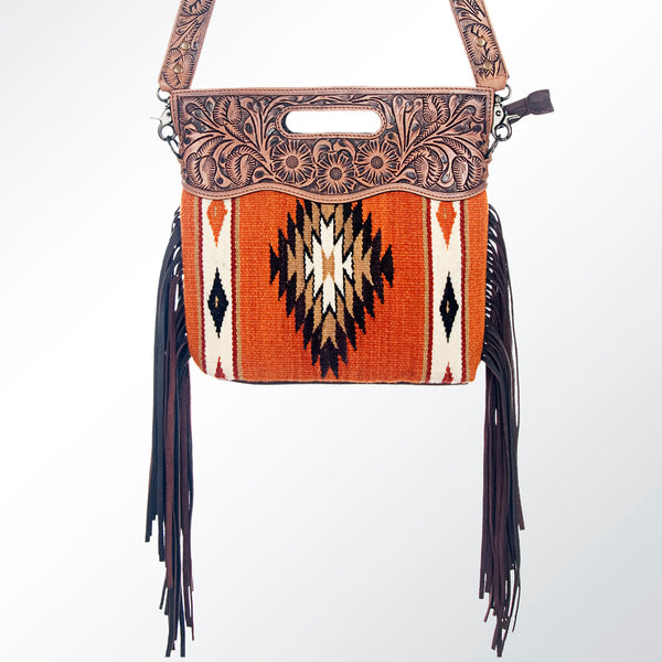 ADBG610 American Darling Hand Tooled Floral & Saddle Blanket Western Signature Cross Body Bag