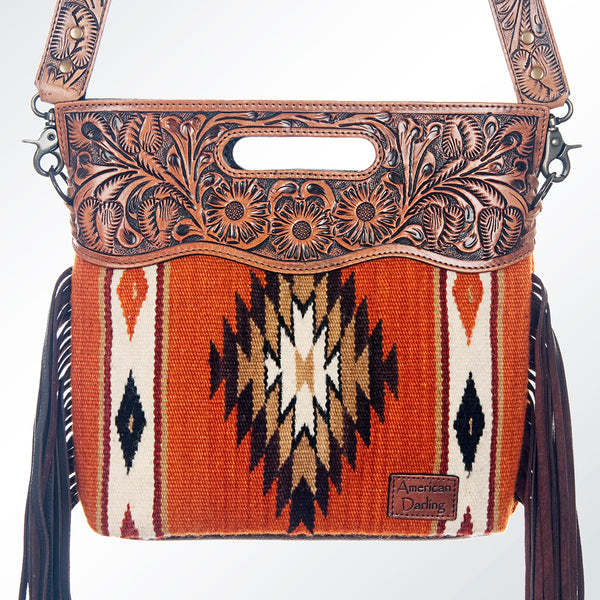 ADBG610 American Darling Hand Tooled Floral & Saddle Blanket Western Signature Cross Body Bag