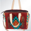 ADBG573 Southwestern Wool Tote with Geometric Pattern Natural Leather Straps & Tassel