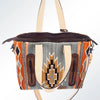 ADBG573 Southwestern Wool Tote with Geometric Pattern Natural Leather Straps & Tassel