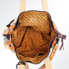 ADBG573 Southwestern Wool Tote with Geometric Pattern Natural Leather Straps & Tassel