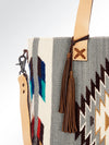 ADBG573 Southwestern Wool Tote with Geometric Pattern Natural Leather Straps & Tassel