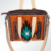 ADBG573 Southwestern Wool Tote with Geometric Pattern Natural Leather Straps & Tassel
