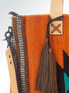 ADBG573 Southwestern Wool Tote with Geometric Pattern Natural Leather Straps & Tassel