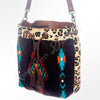 ADBG574 American Darling Southwestern Wool Bucket Bag Drawstring Tote with Leather Strap