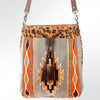 ADBG574 American Darling Aztec Woven Saddle Blanket & Leopard Cowhide Boho Bucket Bag