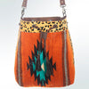ADBG574 American Darling Aztec Woven Saddle Blanket & Leopard Cowhide Boho Bucket Bag