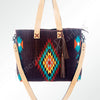 ADBG575 American Darling Western Woven Saddle Blanket & Tooled Leather Fringe Bag