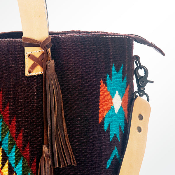 ADBG575 American Darling Western Woven Saddle Blanket & Tooled Leather Fringe Bag