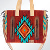 ADBG575 Southwestern Wool Tote with Natural Leather Straps Handwoven Pattern & Tassel