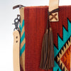 ADBG575 Southwestern Wool Tote with Natural Leather Straps Handwoven Pattern & Tassel