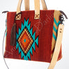 ADBG575 Southwestern Wool Tote with Natural Leather Straps Handwoven Pattern & Tassel