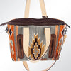 ADBG575 American Darling Hand Woven Saddle Blanket Western Leather Tote Bag with Tassels & Leather Strap