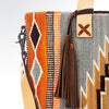 ADBG575 American Darling Hand Woven Saddle Blanket Western Leather Tote Bag with Tassels & Leather Strap