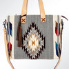 ADBG575 American Darling Hand Woven Saddle Blanket Western Leather Tote Bag with Tassels & Leather Strap
