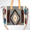ADBG575 American Darling Hand Woven Saddle Blanket Western Leather Tote Bag with Tassels & Leather Strap