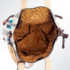 ADBG575 American Darling Hand Woven Saddle Blanket Western Leather Tote Bag with Tassels & Leather Strap