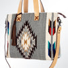 ADBG575 American Darling Hand Woven Saddle Blanket Western Leather Tote Bag with Tassels & Leather Strap