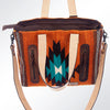 ADBG575 American Darling Hand Woven Saddle Blanket Western Leather Tote Bag with Tassels & Leather Strap