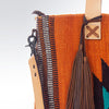 ADBG575 American Darling Hand Woven Saddle Blanket Western Leather Tote Bag with Tassels & Leather Strap