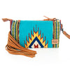ADBG344 American Darling Western Leather Wristlet Bag with Hand Tooled Floral Carving & Saddle Blanket