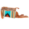 ADBG344 American Darling Western Leather Wristlet Bag with Hand Tooled Floral Detail & Saddle Blanket