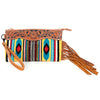 ADBG344 American Darling Western Leather Wristlet Bag with Hand Tooled Floral Carving & Saddle Blanket