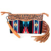 ADBG344 American Darling Western Leather Wristlet Bag with Hand Tooled Floral Detail & Saddle Blanket