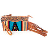 ADBG344 American Darling Western Leather Wristlet Bag with Hand Tooled Floral Detail & Saddle Blanket