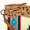 ADBG344 American Darling Western Leather Wristlet Bag with Hand Tooled Floral Detail & Saddle Blanket