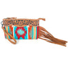 ADBG344 American Darling Western Leather Wristlet Bag with Hand Tooled Floral Carving & Saddle Blanket