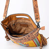 ADBG496 American DarlingAztec Wool Crossbody Bag with Hand Tooled Leather & Fringe