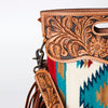 ADBG496 American DarlingAztec Wool Crossbody Bag with Hand Tooled Leather & Fringe