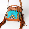 ADBG496 American DarlingAztec Wool Crossbody Bag with Hand Tooled Leather & Fringe
