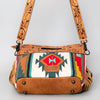 ADBG496 American DarlingAztec Wool Crossbody Bag with Hand Tooled Leather & Fringe