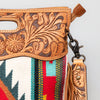 ADBG496 American DarlingAztec Wool Crossbody Bag with Hand Tooled Leather & Fringe