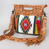ADBG496 American DarlingAztec Wool Crossbody Bag with Hand Tooled Leather & Fringe