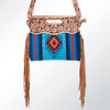 ADBG496 American DarlingAztec Wool Crossbody Bag with Hand Tooled Leather & Fringe