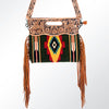 ADBG496 American DarlingAztec Wool Crossbody Bag with Hand Tooled Leather & Fringe