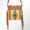 ADBG510 American Darling Hand Tooled Floral & Hand Woven Saddle Blanket Large Cross Body Bag