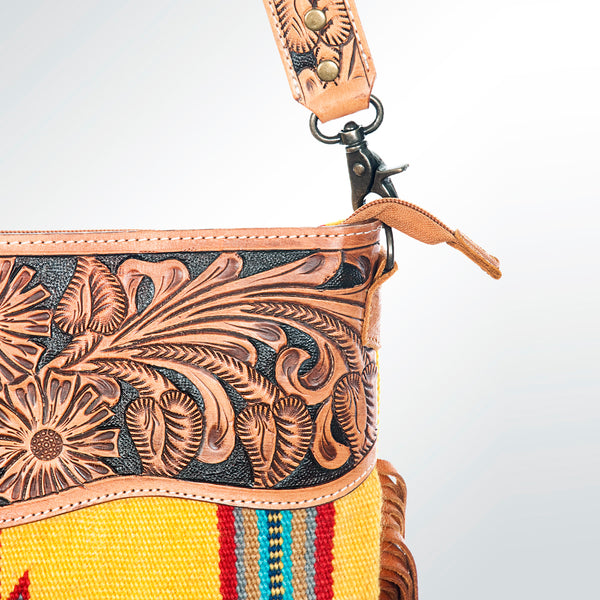 ADBG510 American Darling Hand Tooled Floral & Hand Woven Saddle Blanket Large Cross Body Bag