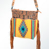 ADBG510 American Darling Hand Tooled Floral & Hand Woven Saddle Blanket Large Cross Body Bag
