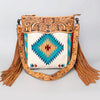 ADBG510 American Darling Hand Tooled Floral & Hand Woven Saddle Blanket Signature Cross Body Bag